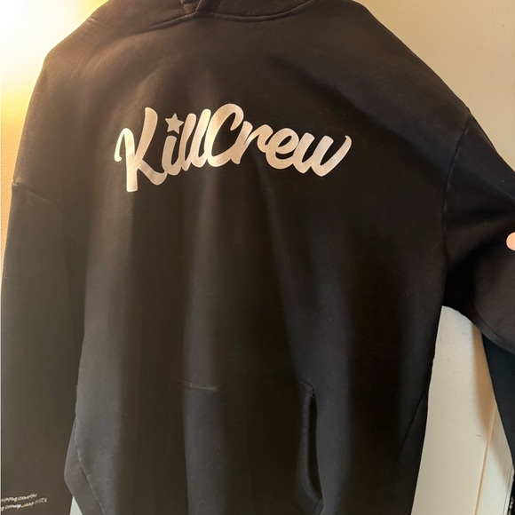 KILL CREW OVERSIZED LUX "SCRIPT" HOODIE - BLACK / WHITE - Picture 1 of 2